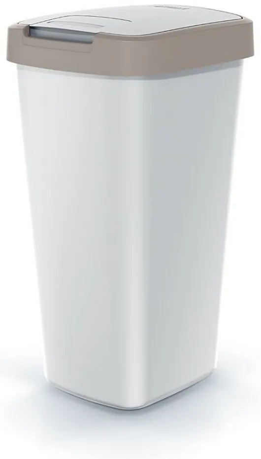 Odpadkový kôš s farebným vekom, 25 l, hnedá / sivá