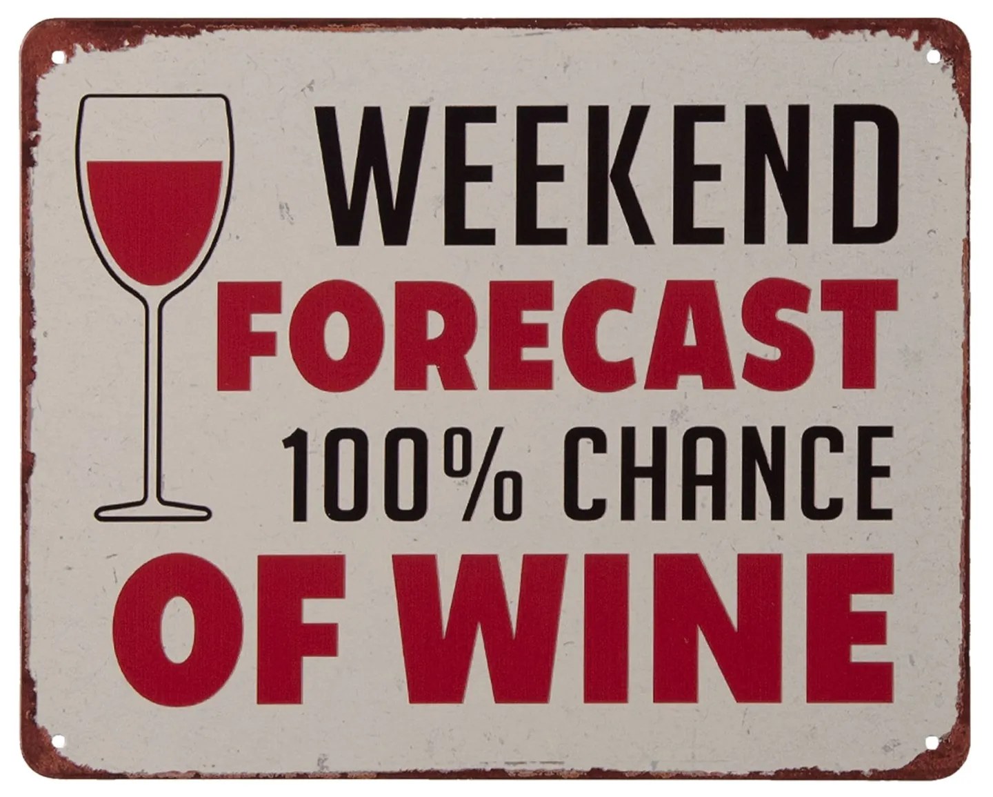 Nástenná kovová ceduľa Weekend & Wine - 20 * 25 cm