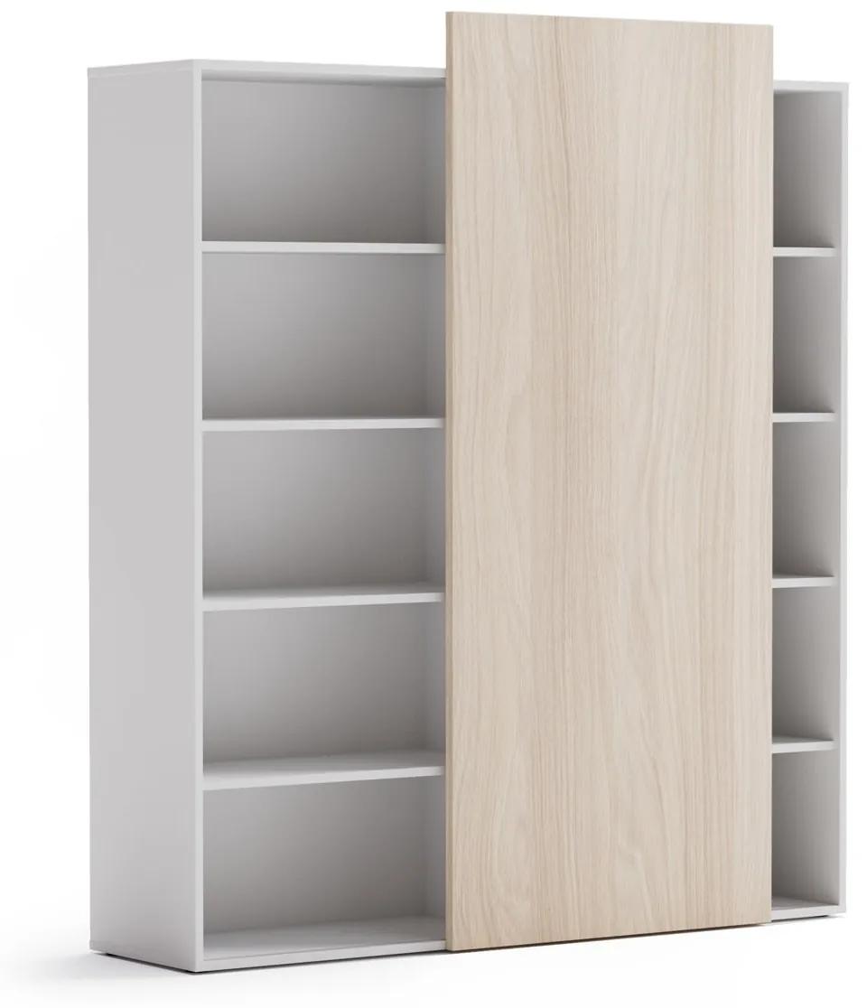 PLAN Skriňa vysoká otvorená BLOCK White, dub prírodný