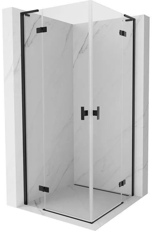Mexen Mist-H L Duo, 2-krídlový sprchový kút 95 x 95 cm, číre sklo, čierny profil, 8A5L-095L-095P-70-00
