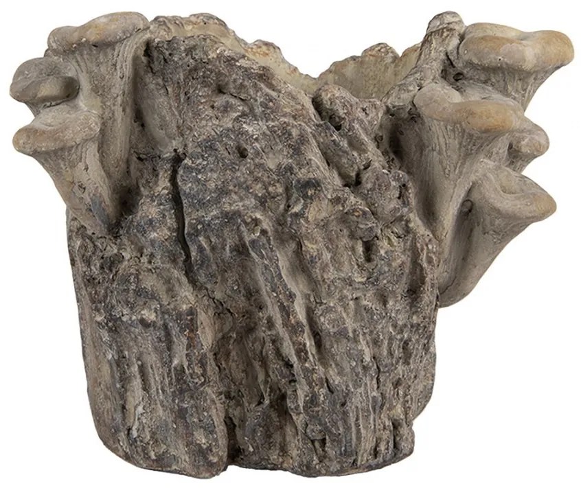 Hnedý cementový kvetináč kmeň stromu s hubami Botanic - 19*17*16 cm