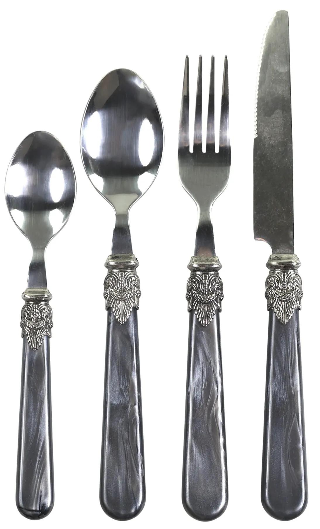 Chic Antique Súprava príboru Silver Deco Coal – 16 ks
