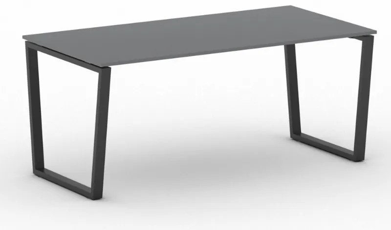 Kancelársky stôl PRIMO IMPRESS, 180x90 cm, čierna podnož, grafit