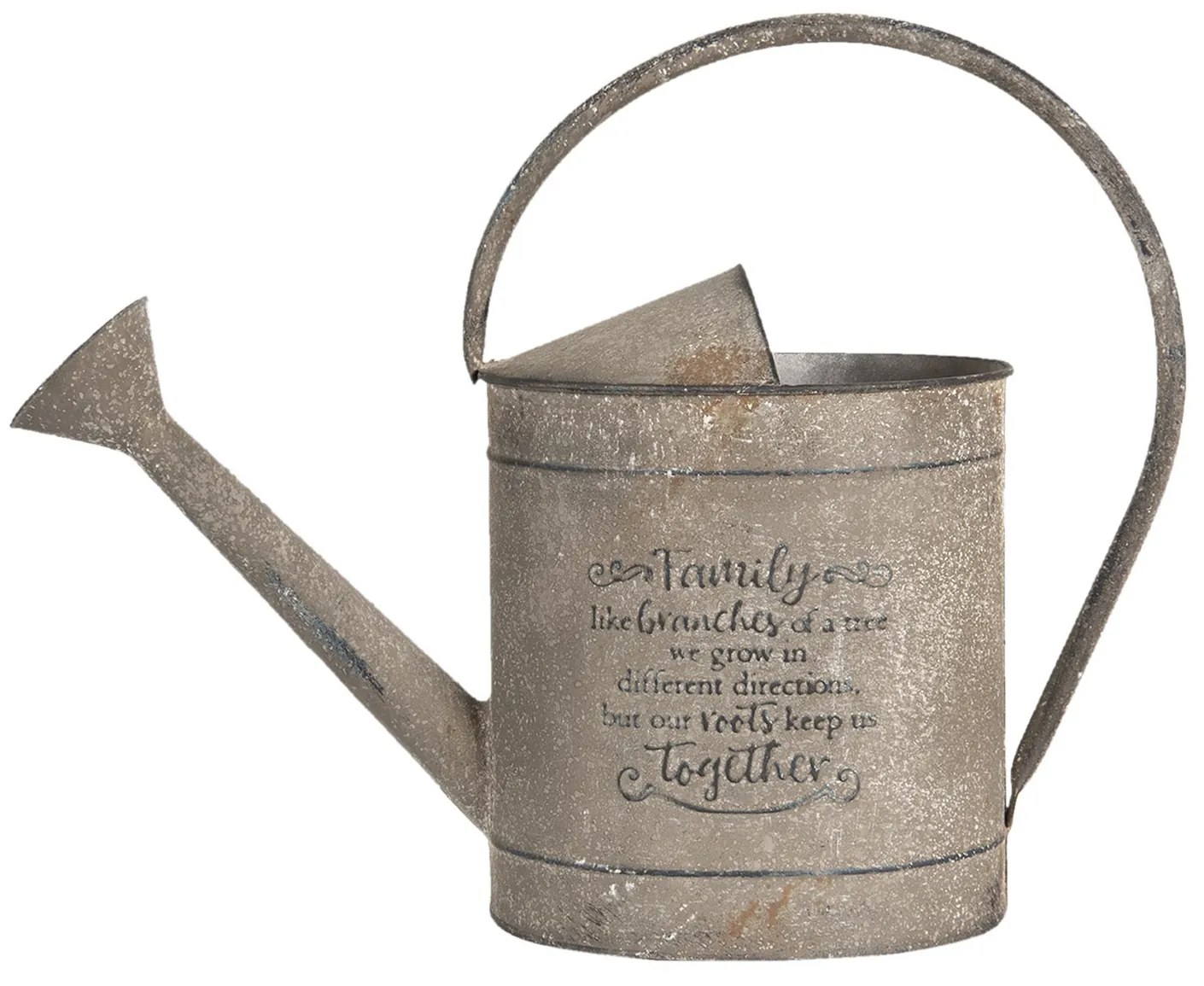 Šedá plechová dekoračné kanva Family - 55 * 21 * 42 cm