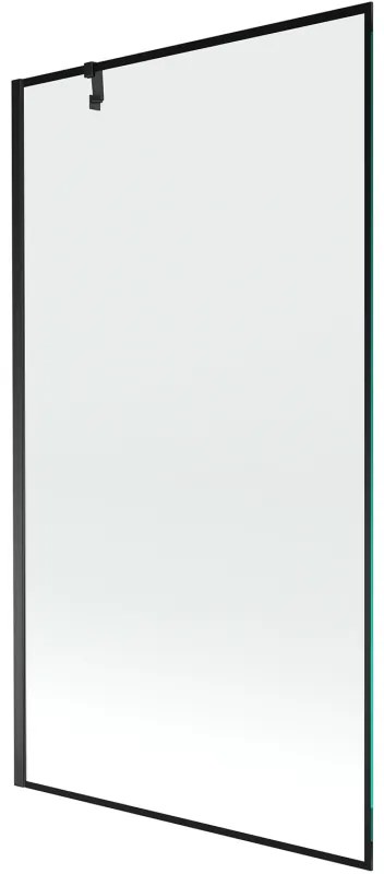 Mexen Next, vaňová zástena 1-krídlová 100 x 150 cm, fixné krídlo, 6 mm číre sklo s čiernym vzorom, čierny profil, 895-100-000-00-70-70
