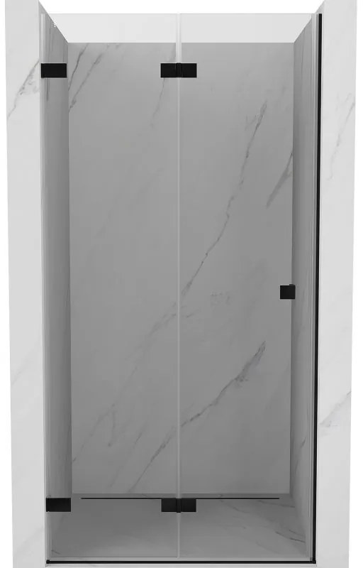 Mexen, Mexen Lunar-F skladacie ľavé sprchové dvere 80 cm, priehľadné, čierne - 836-080-000-70-00-L