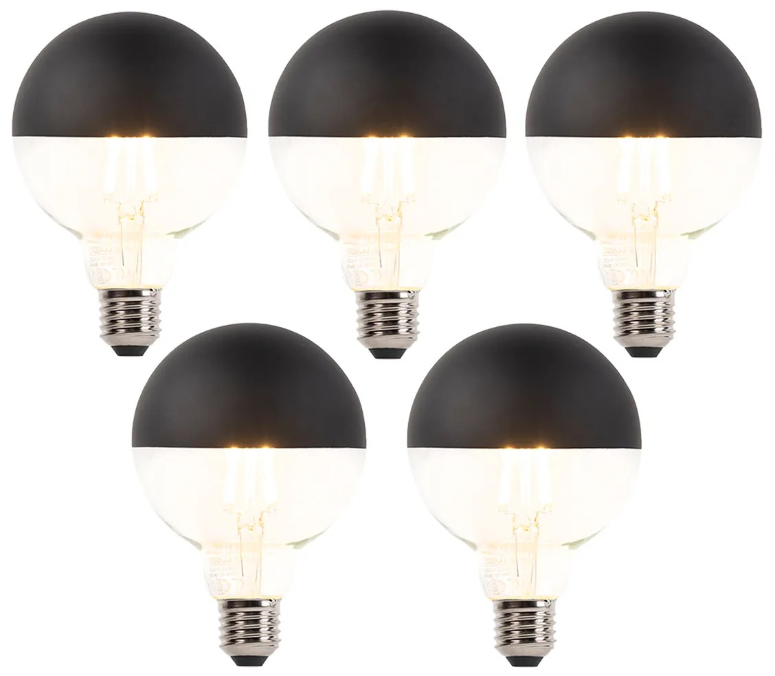 Sada 5 stmievateľných LED vláknových žiaroviek E27 G95 čiernych 550 lm 2700 K