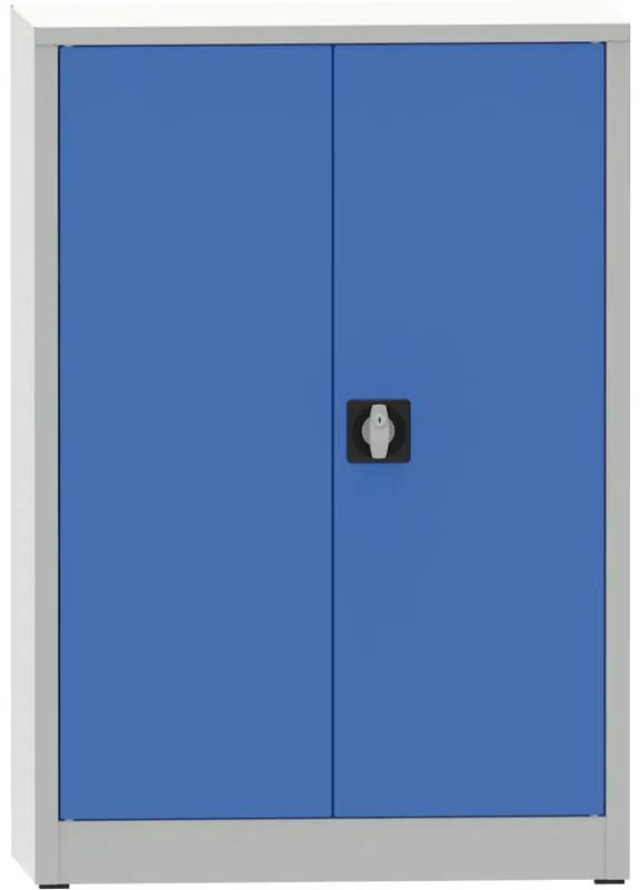 Dielenská policová skriňa na náradie KOVONA JUMBO, 2 police, zváraná, 800 x 500 x 1150 mm, sivá / modrá