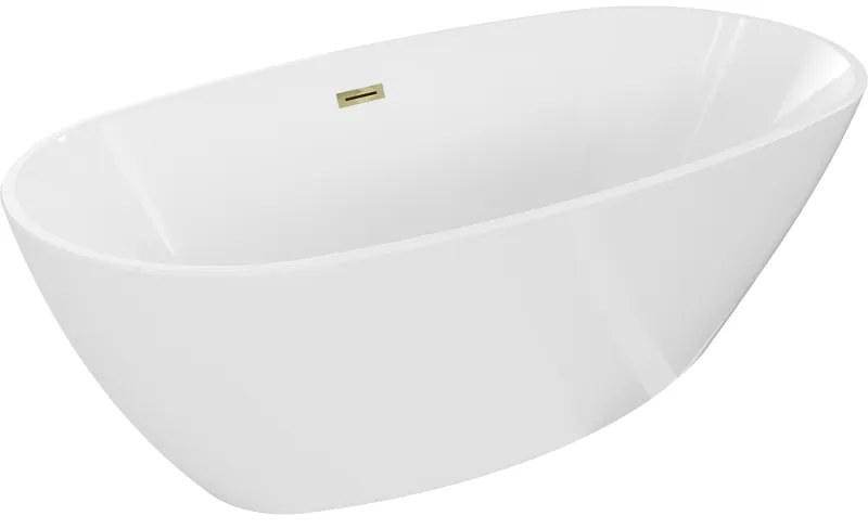Mexen Eris, voľne stojaca vaňa 180 x 80 cm, biela, zlatý lesklý prepad, 53441808000-50