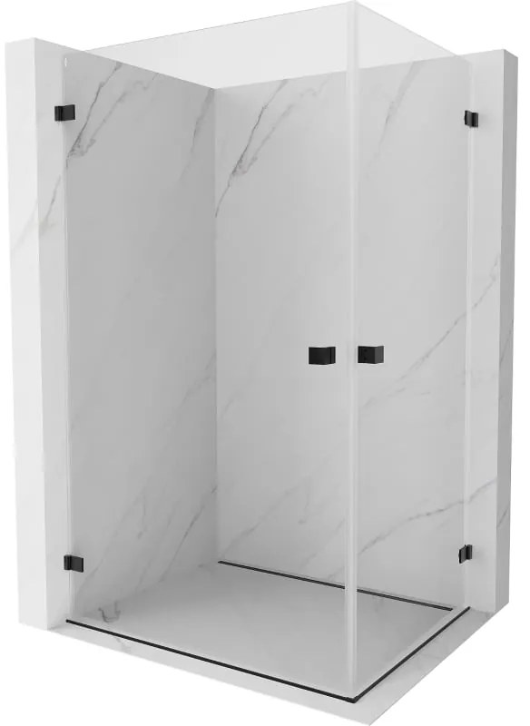 Mexen Lunar-B Duo výklopný sprchový kút 100 x 95 cm, číre sklo, čierna matná, 832-100L-095P-70-00