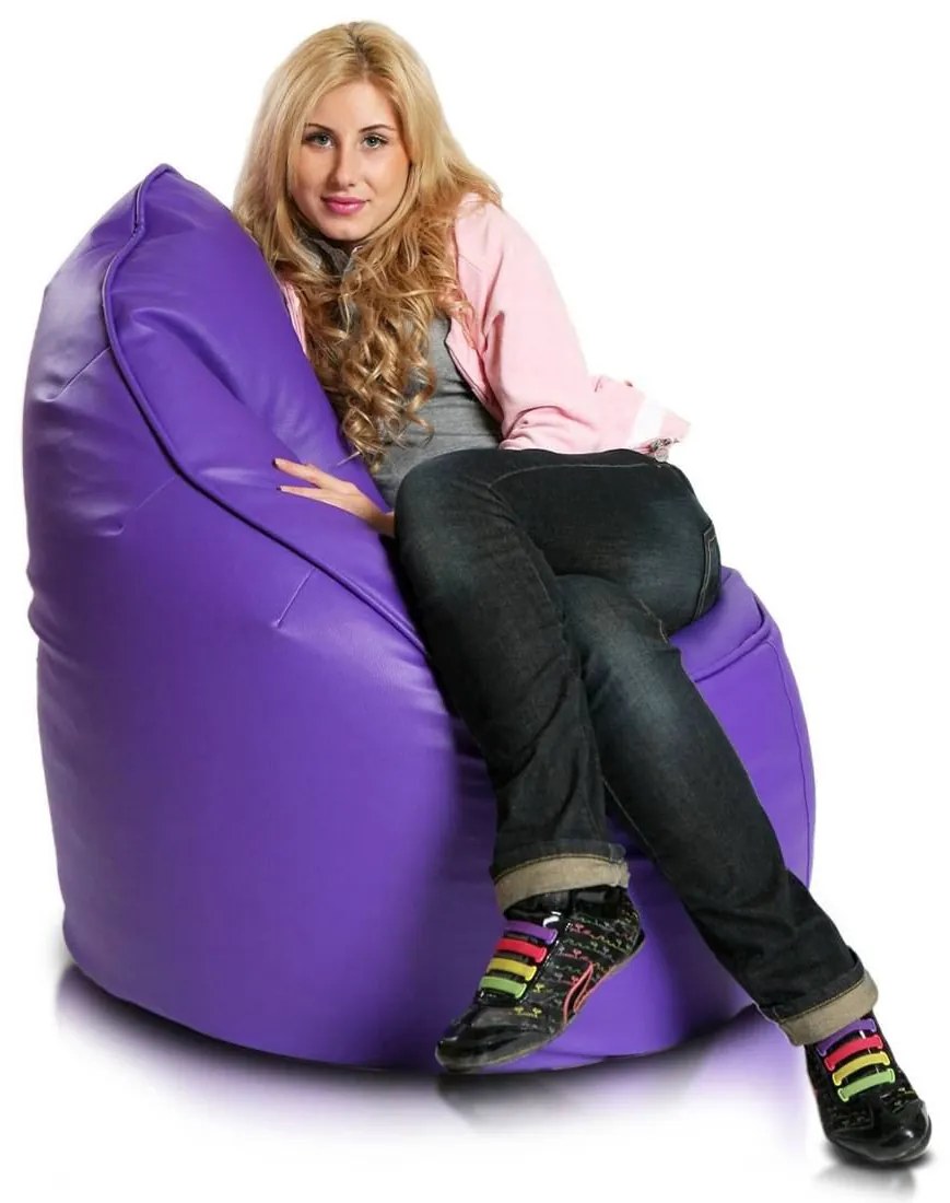 INTERMEDIC SK - Sedací vak Star 85x90 cm | ergonomický dizajn s podrúčkami, 300 l Farba: E07 - Fialová (ekokoža)