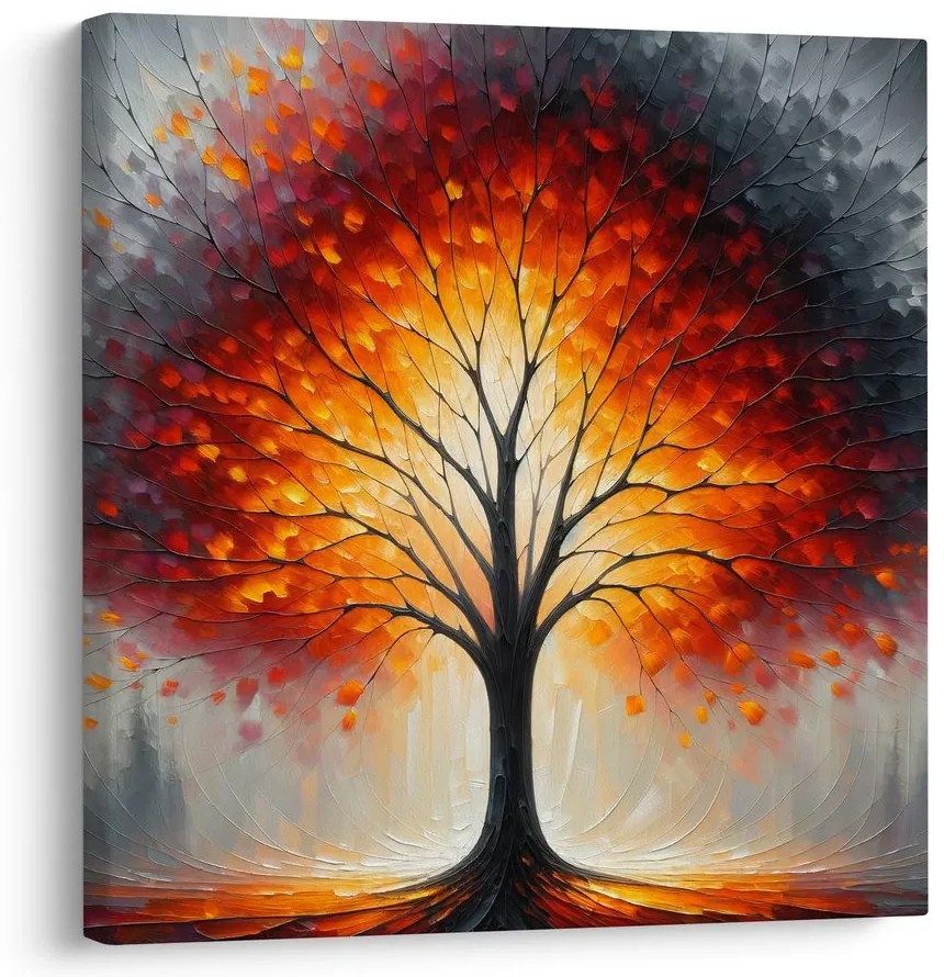 Obraz ohnivý strom života v hmle