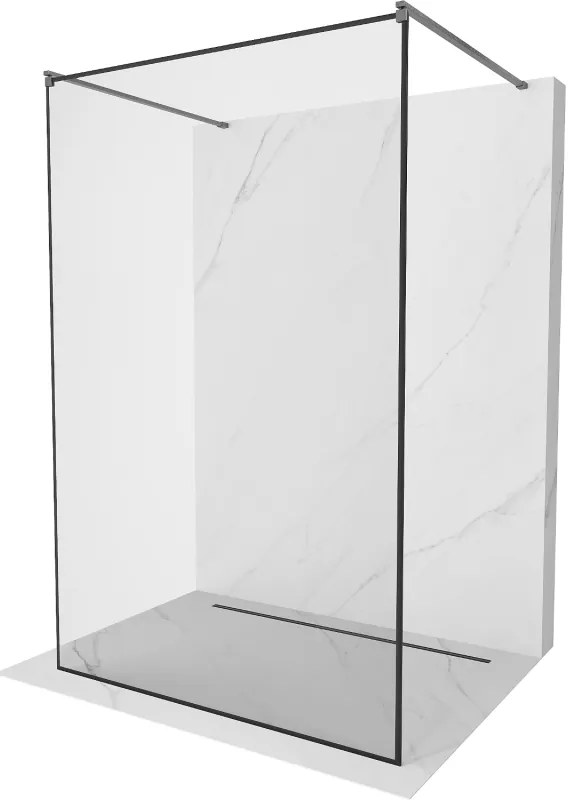 Mexen Kioto, sprchová zástena Walk-In 110 x 200 cm, 8mm sklo čierny vzor, grafitový profil, 800-110-002-66-70