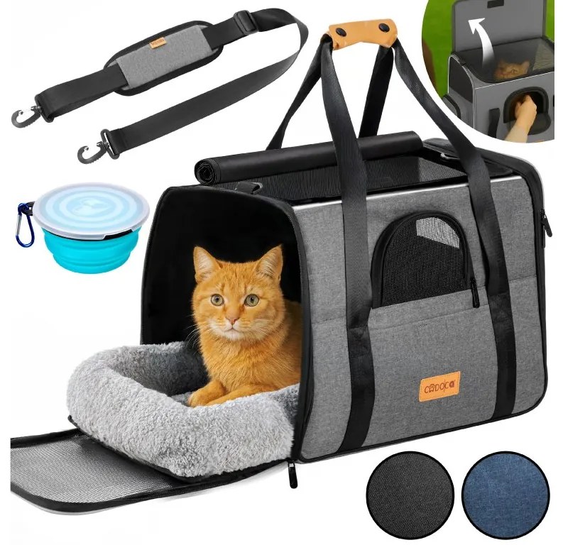 InternetovaZahrada Prenosná taška pre mačky 44x34x31 cm - sivá