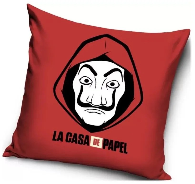 Vankúš Papierový dom - La casa de papel - Money Heist - červený 40 x 40 cm