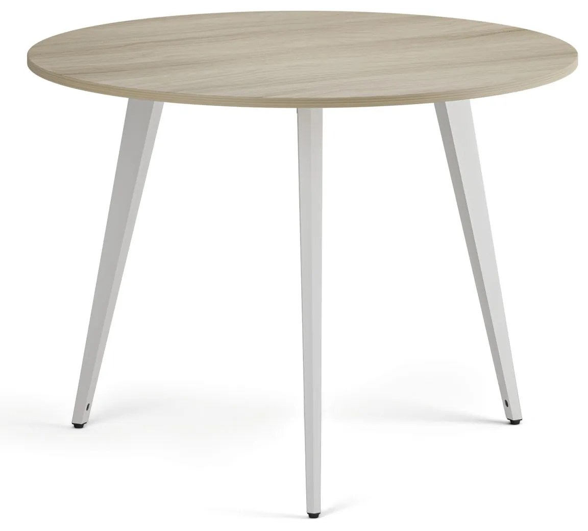 Konferenčný stôl PRIMO VIBE, priemer 100 cm, biela podnož, dub prírodný