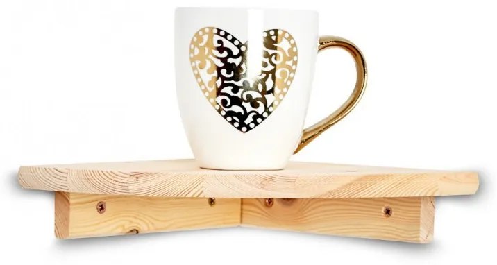 ČistéDrevo Drevená nástenná polica rohová 22 x 22 cm