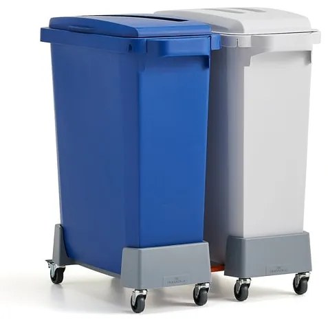 Set OLIVER, 2x60L odpadkový kôš + veko, 1x šedé + 1x modré