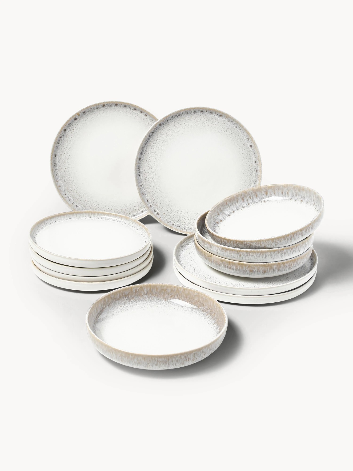 Ručne vyrobená súprava riadov's reaktívnou glazúrou Danza, 4 osoby, 12 ks