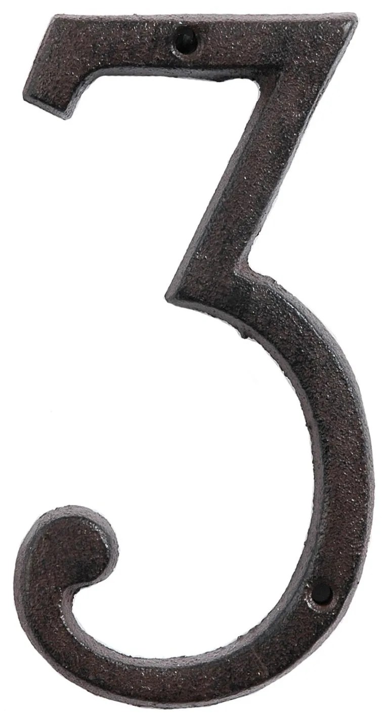 Hnedé nástenné liatinové číslo 3 - 7*1*14 cm Hnedé nástenné liatinové číslo 3 - 7*1*14 cm