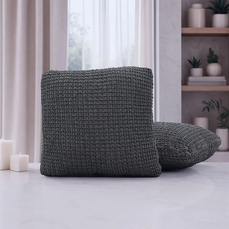 Super strečové poťahy RUBINIA antracitová obliečky na vankúšiky 2 ks (40 x 40 cm)