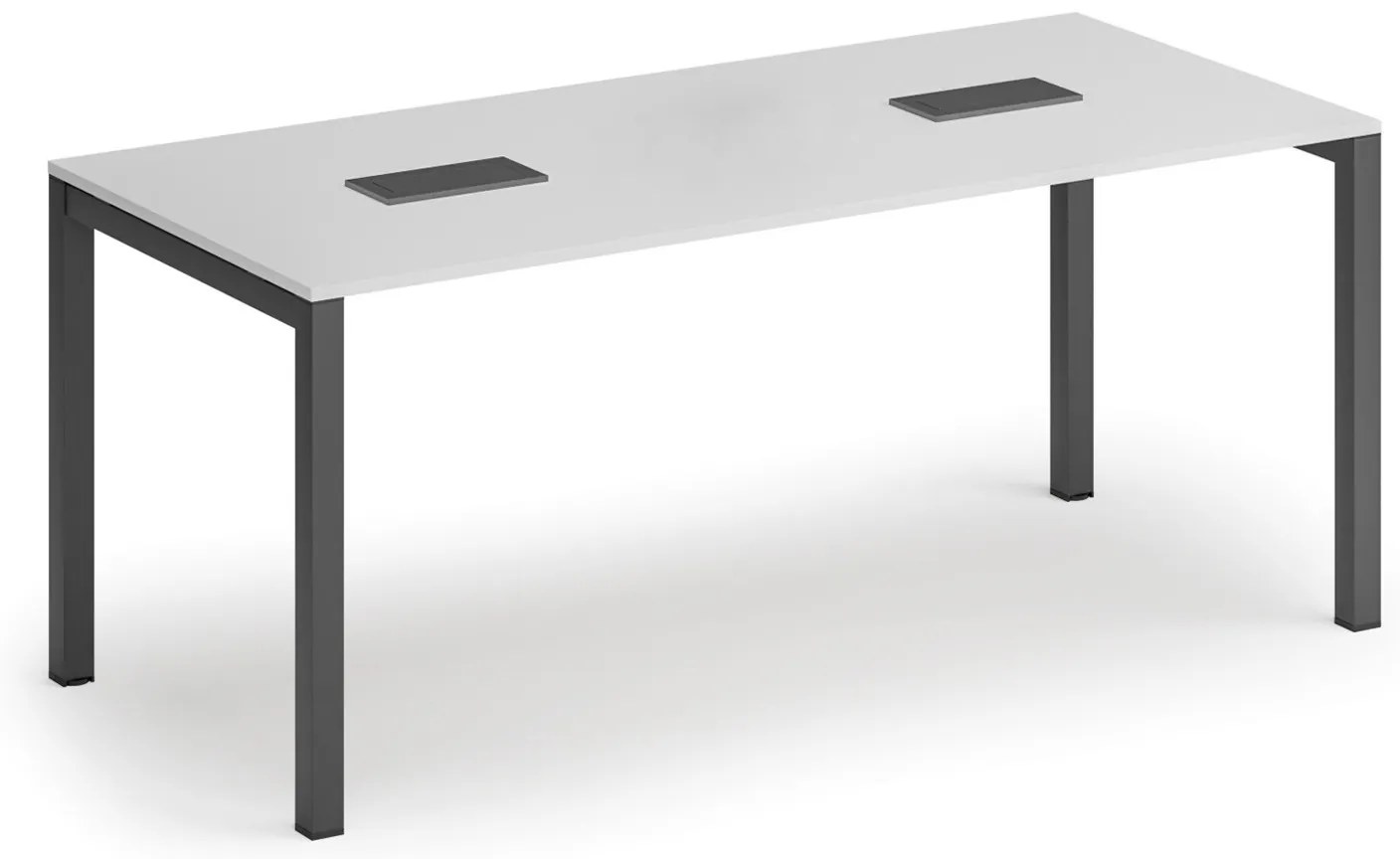 Rokovací stôl PRIMO SQUARE, 180x80 cm, biela + 2x zásuvka TYP I, čierna