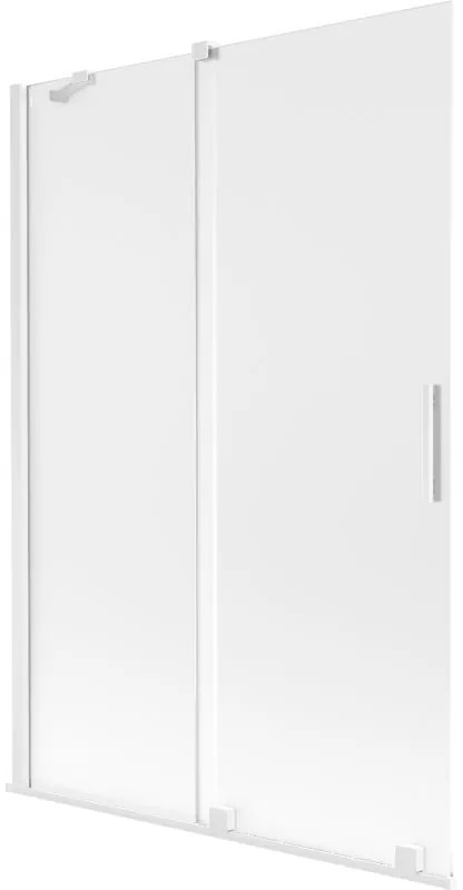 Mexen Velar, 2-krídlová posuvná vaňová zástena 120 x 150 cm, 8mm sklo námraza, biela matná, 896-120-000-31-20