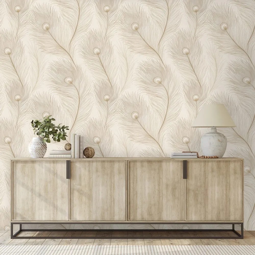 Fototapeta béžová elegancia s vtáčími perami