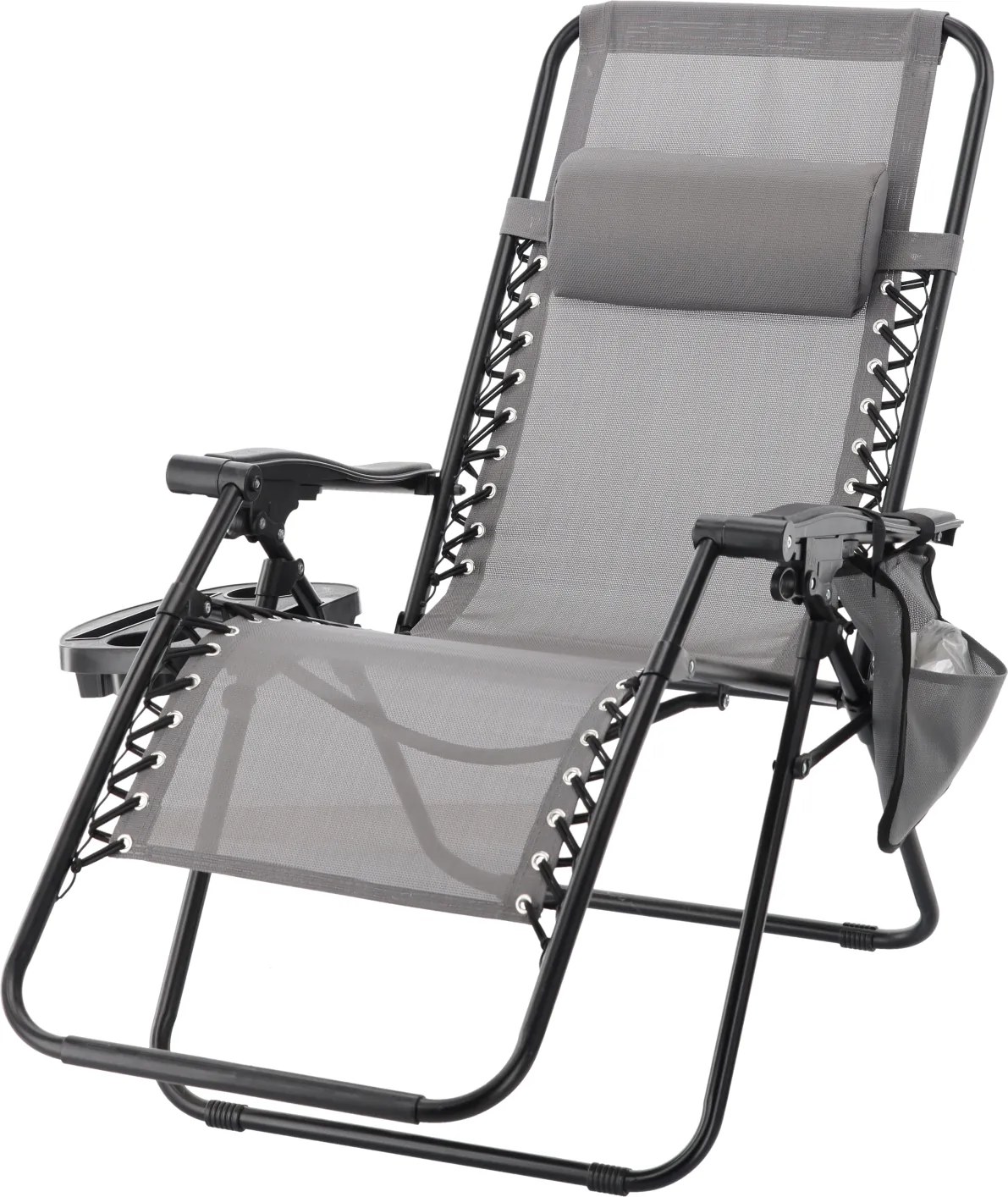 Garden Line SKLADACIA ZÁHRADNÁ STOLIČKA S OPIERKOU NA NOHY, VRECKOM A OPIERKOU NA HLAVU, ŠEDÁ *5758