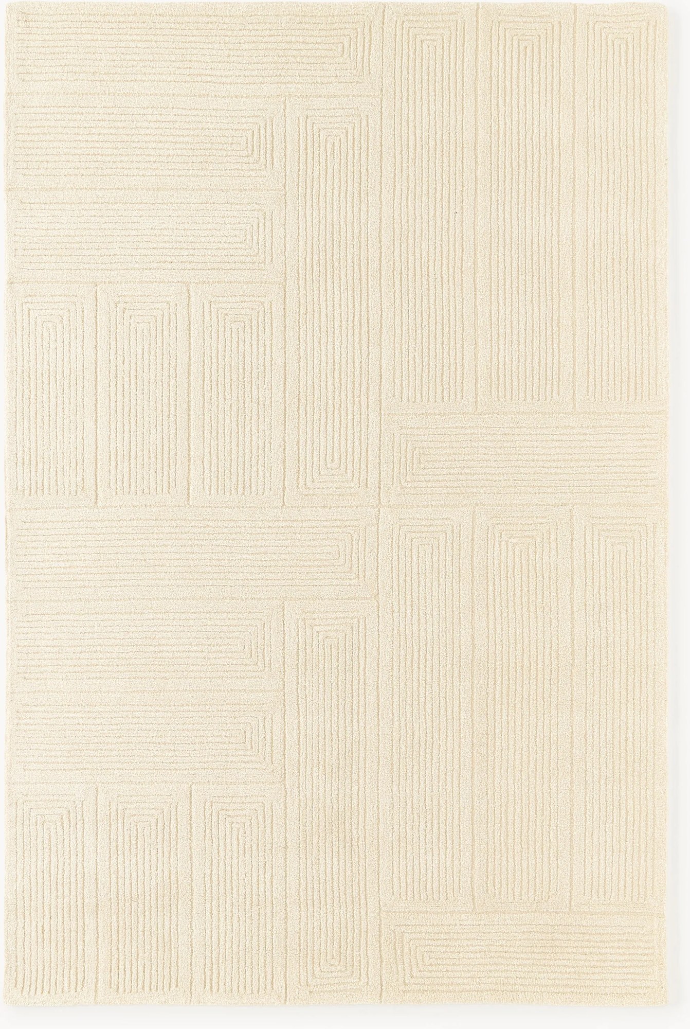 Ručne tuftovaný vlnený koberec's geometrickým vzorom Alexia