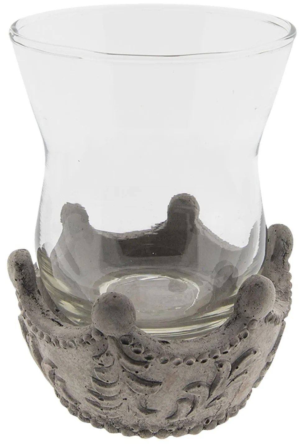 Šedý svietnik na čajovú sviečku - Ø 13 * 17 cm