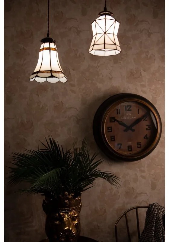 Stropná Tiffany lampa hnedé pruhy BrownLine - Ø 15*115 cm E14/max 1*25W