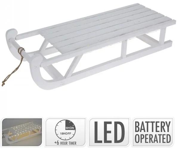 Vianočné sánky s LED – biele 73 cm