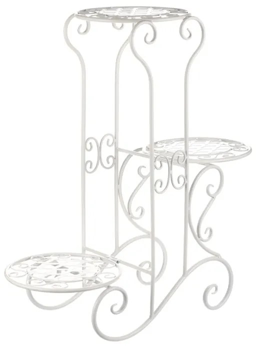 BONTEC Stojan na kvety - kovový, 3 poschodia, biely lak Farba: Biela