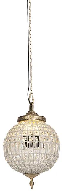Závesné svietidlo v štýle Art Deco s krištáľom a zlatom 35 cm - Kasbah