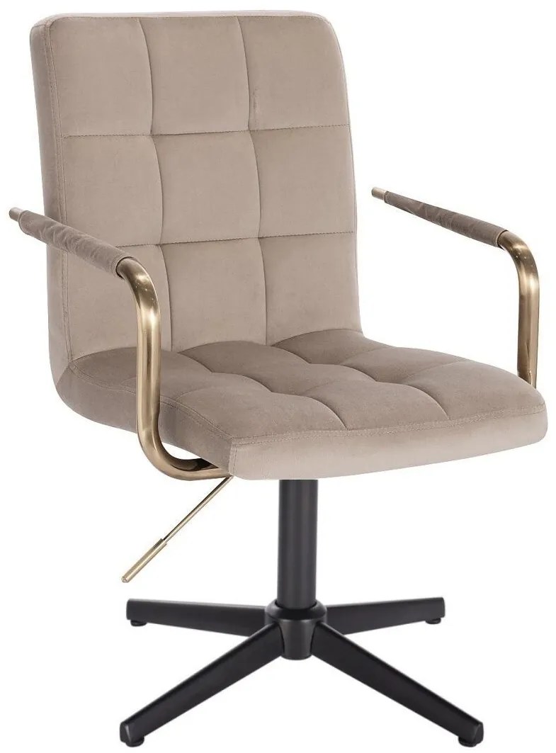 LuxuryForm DESIGN Stolička VERONA GOLD VELUR na čiernom kríži - latte