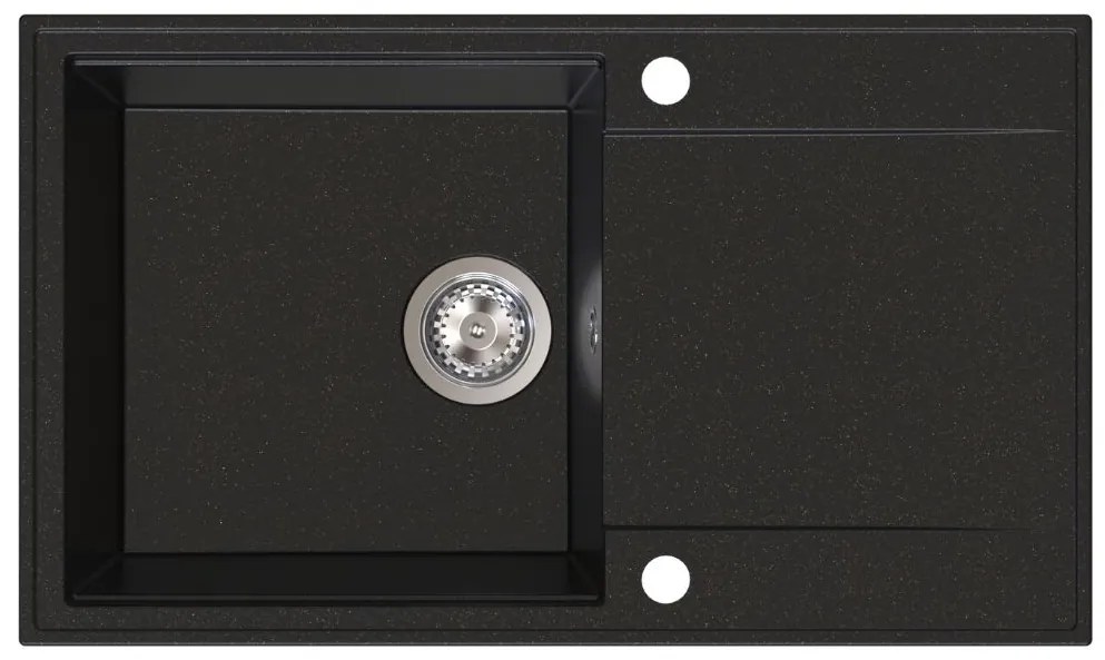 Sink Quality Sink55, kuchynský granitový drez 780x460x215 mm, čierna so zlatými bodmi, SKQ-SINK.L.1KDOL