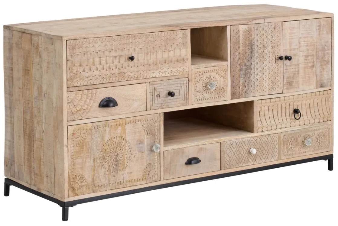 furniture-nabytek.cz - Masívna skrinka pod umývadlo Laos z mangoového dreva, lakovaná, prírodná farba – 146×50×76 cm