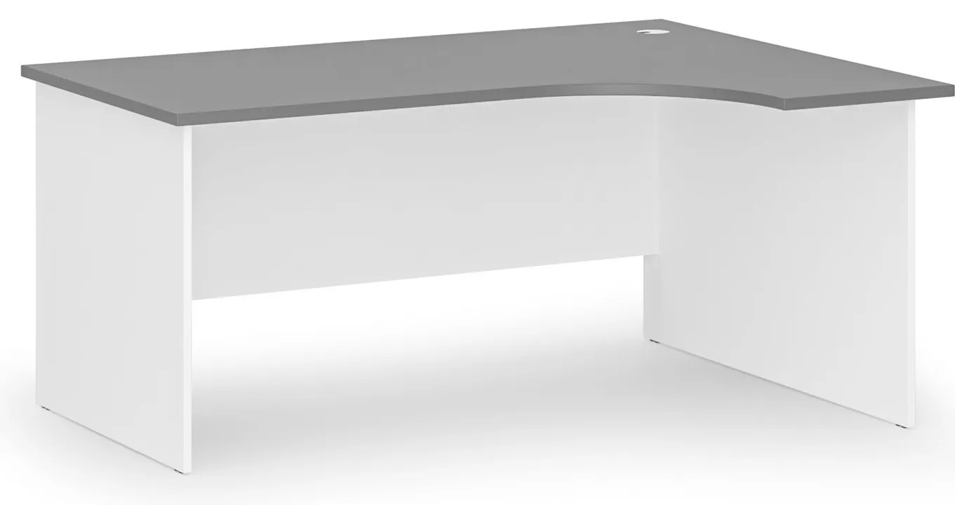 Rohový kancelársky písací stôl PRIMO WHITE, 160x120 cm, pravý, biela/grafit