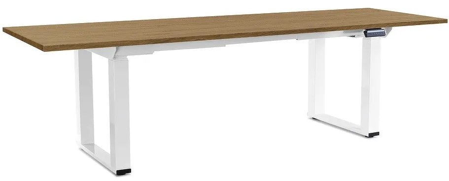 Výškovo nastaviteľný stôl OfficeTech Strong 240 x 80 cm, biela podnož, dub kamenný