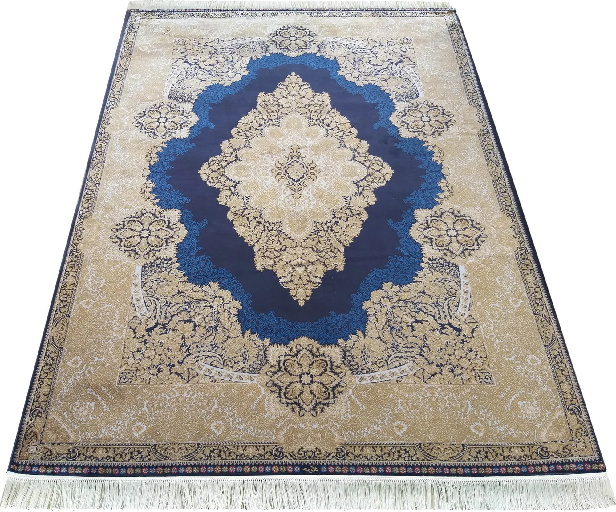 DY Hodvábny exkluzívny koberec Qum Silk 02 - modrá Rozmer: 160x230 cm