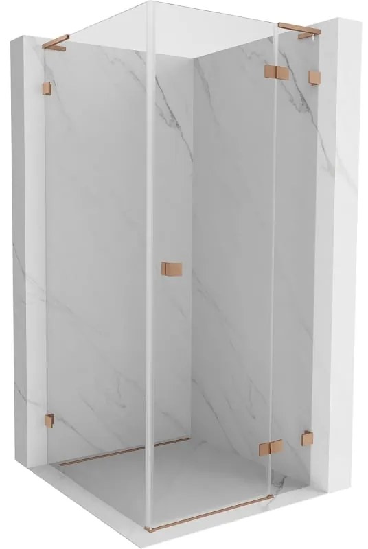 Mexen Lunar L, 1-krídlový sprchový kút, pravý, 90 x 90 cm, 8mm číre sklo, medený profil, 834L-090-090-65-00-P