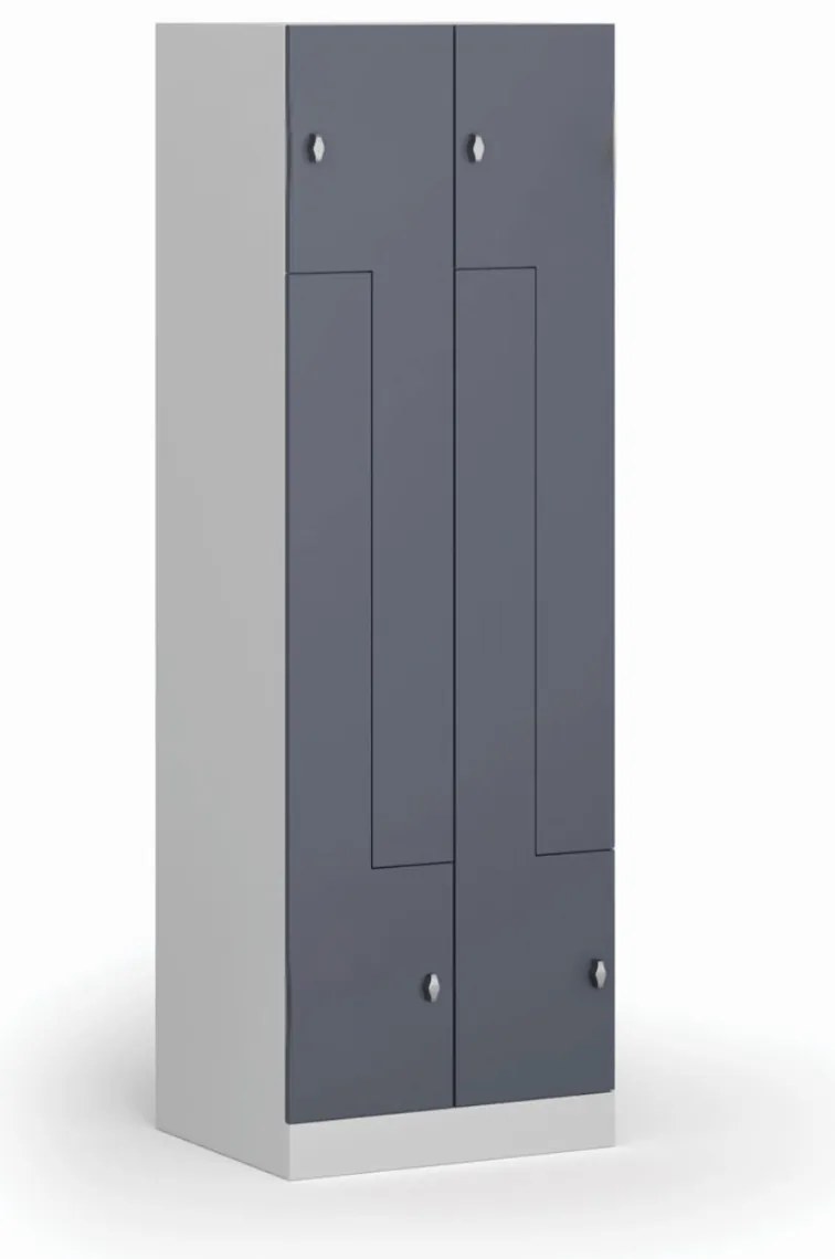 Kovová šatníková skrinka S1 Z, 4 oddiely, 1850 x 600 x 500 mm, demont, otočný zámok, tmavosivé dvere