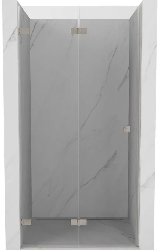 Mexen, Mexen Lunar-F skladacie ľavé sprchové dvere 80 cm, transparentné, brúsený nikel - 836-080-000-97-00-L