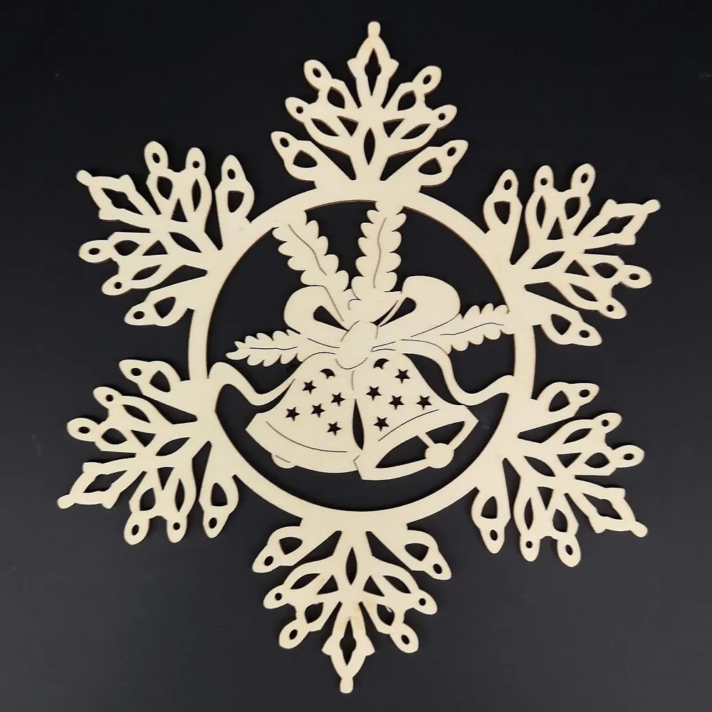 AMADEA Drevená ozdoba vločka so zvončekmi 20 cm