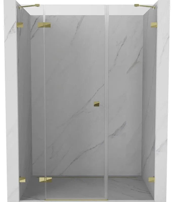 Mexen Lunar, ľavé otočné sprchové dvere 140 cm, číre sklo, zlatý profil, 834S-140-050-50-00-L