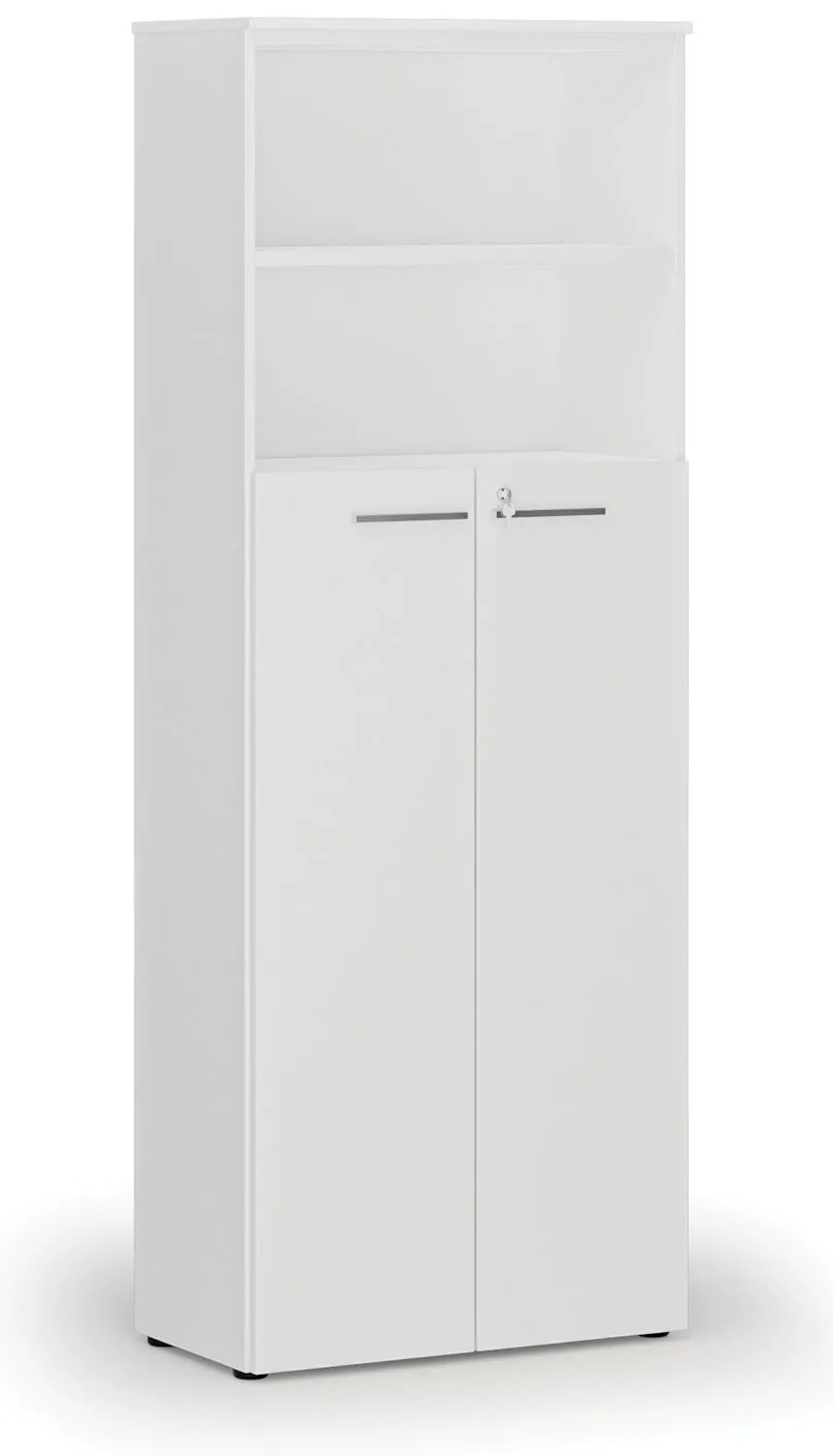 Kombinovaná kancelárska skriňa PRIMO WHITE, dvere na 4 poschodia, 800 x 420 x 2128 mm, biela