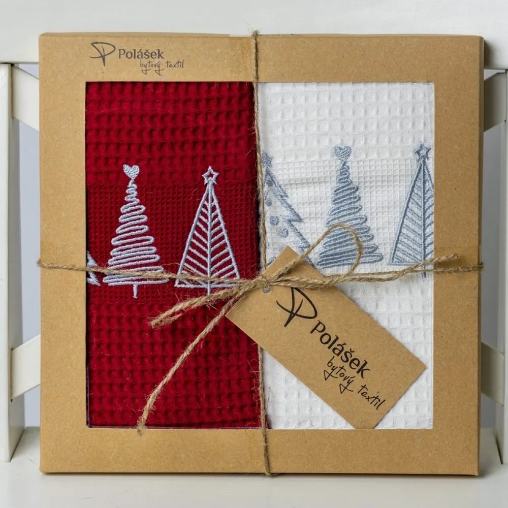 Polášek Vaflová utierka s motívom Vianoc - 2 ks - Vianočné stromčeky č. 16