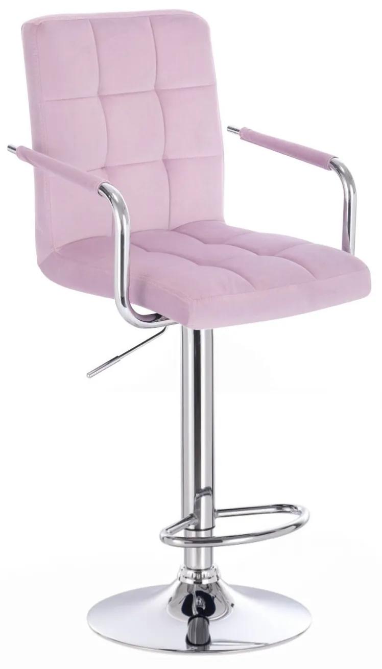 LuxuryForm DESIGN Barová stolička VERONA VELUR na striebornom tanieri - levanduľa