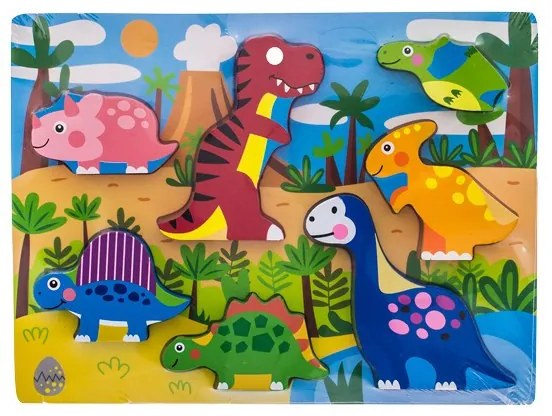 Drevené zábavné puzzle vkladacie EURO BABY - Dinosaury